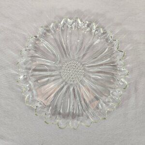 VTH Hazel Atlas Clear Sunflower Luncheon Plate 10 inch MCM 1950s no cup